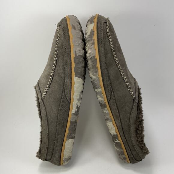 L.L. Bean Mountain Slipper Scuffs Mens Size 11 Gray Brown Suede Fleece Lining main image 9